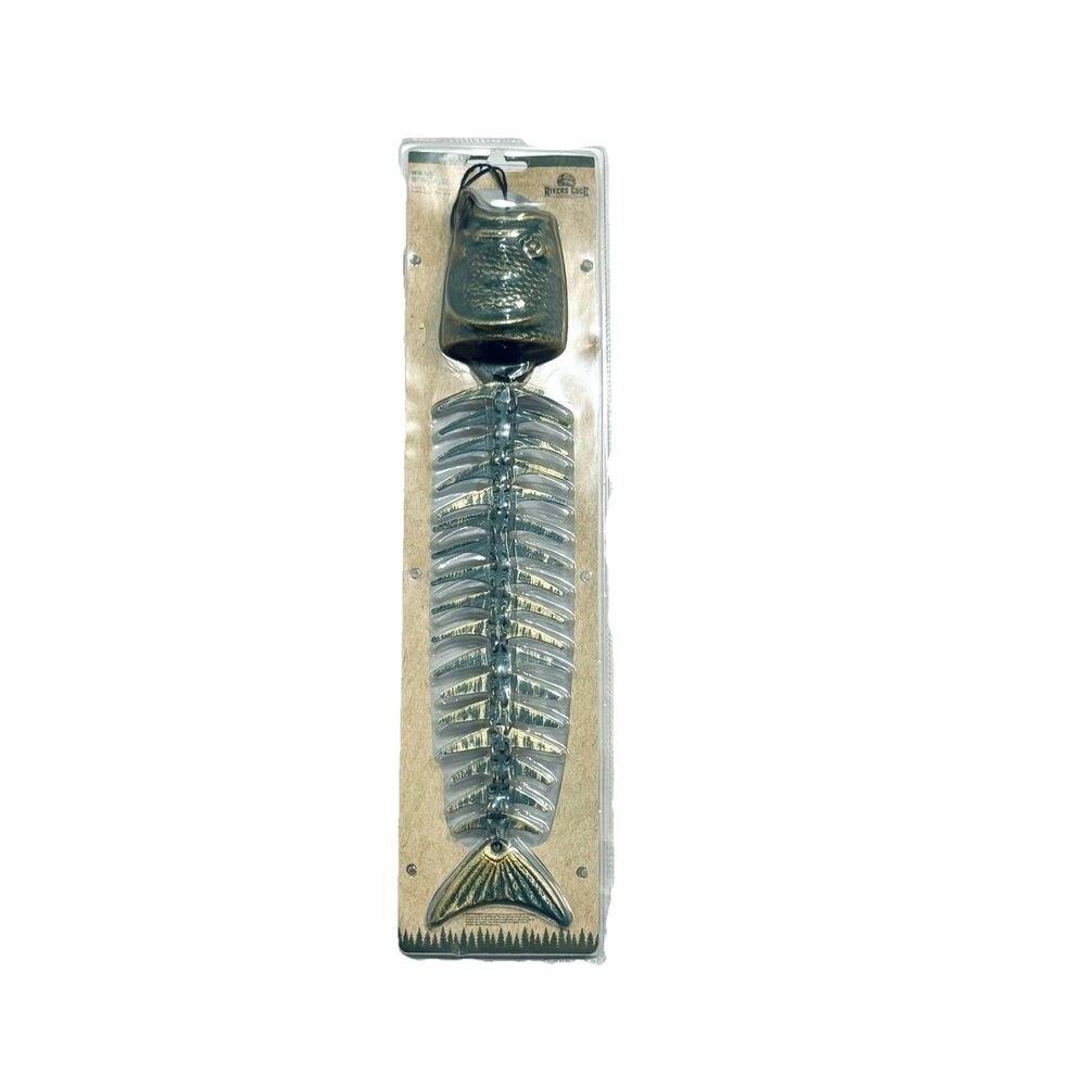 Rivers Edge Metal Bass Fishbone Fish Wind Chime Verdigris Finish New In Package